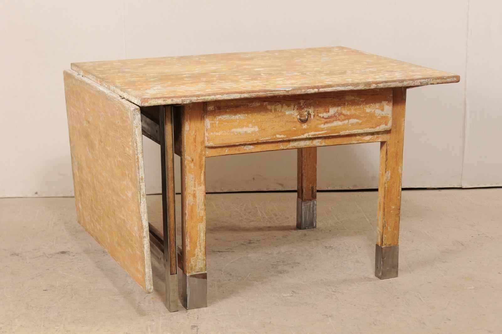 Swedish 19th C. Drop-Leaf & Gate-Leg Table w/New Modern Feet- Great for Kitchen! For Sale 6