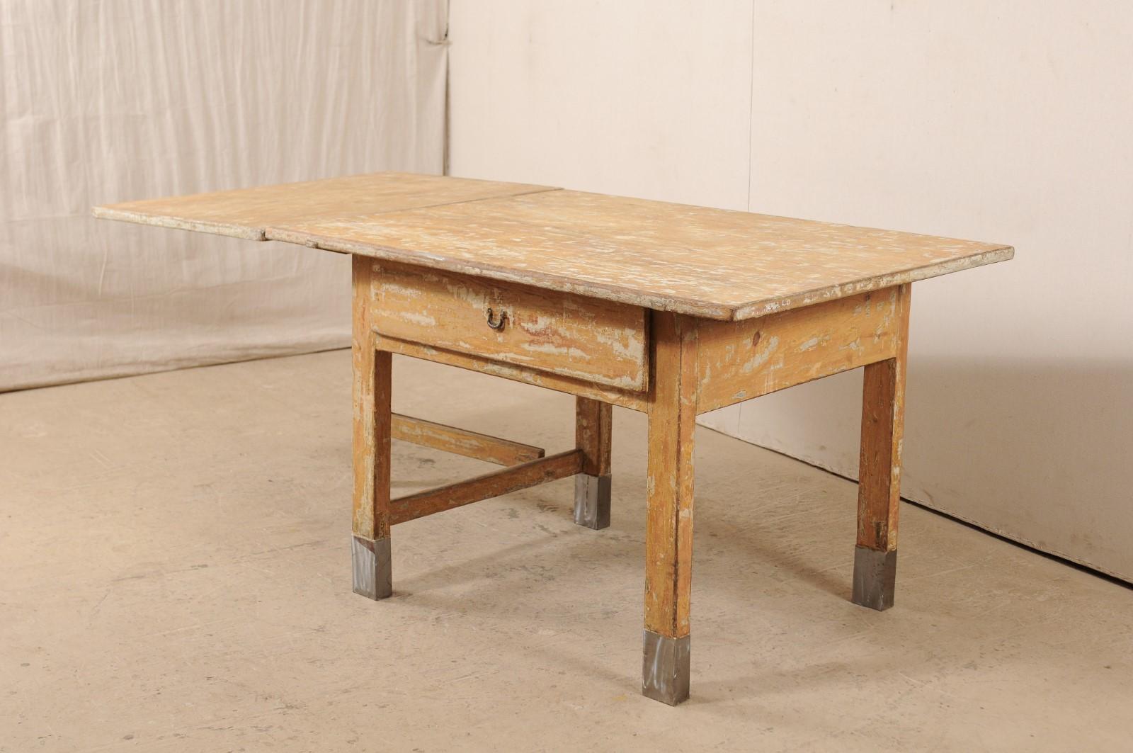 Swedish 19th C. Drop-Leaf & Gate-Leg Table w/New Modern Feet- Great for Kitchen! For Sale 1
