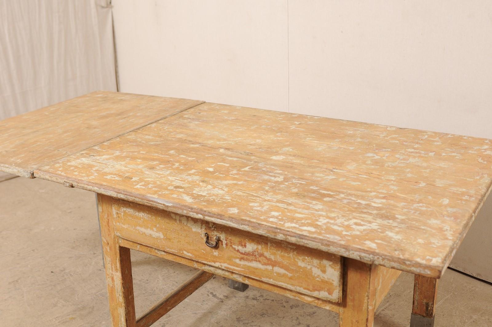 Swedish 19th C. Drop-Leaf & Gate-Leg Table w/New Modern Feet- Great for Kitchen! For Sale 2