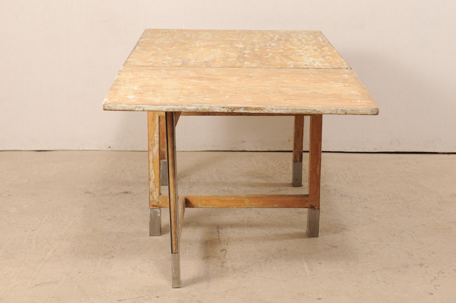 Swedish 19th C. Drop-Leaf & Gate-Leg Table w/New Modern Feet- Great for Kitchen! For Sale 3