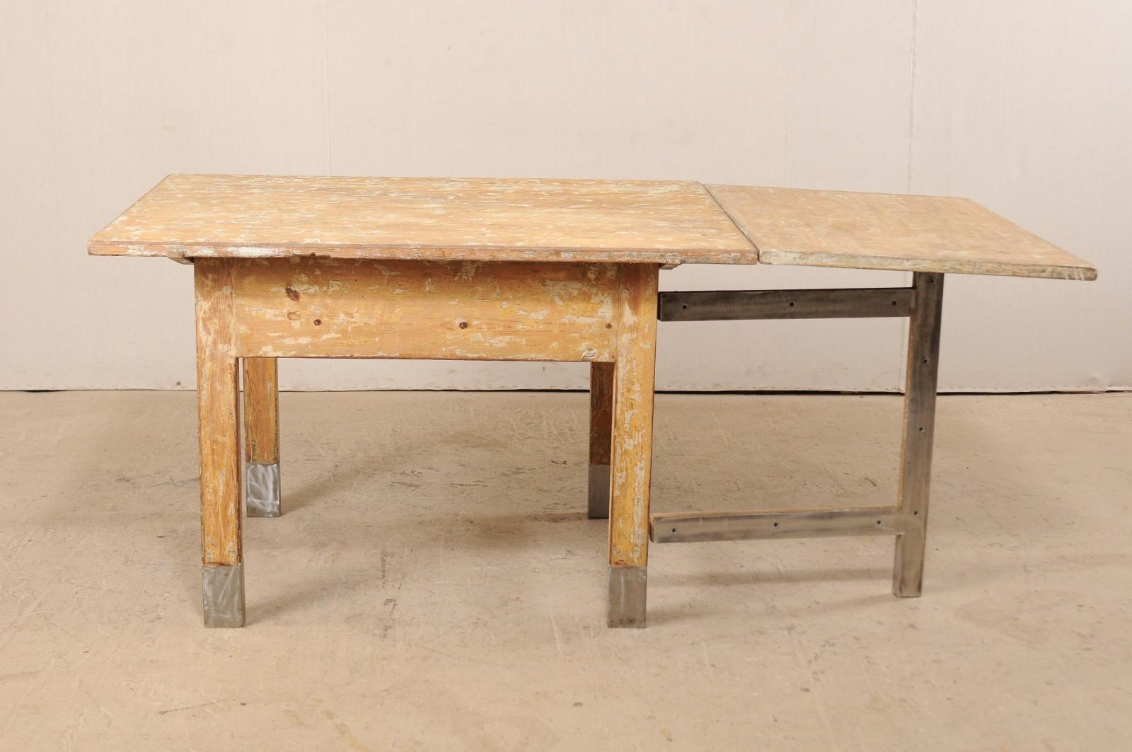 Swedish 19th C. Drop-Leaf & Gate-Leg Table w/New Modern Feet- Great for Kitchen! For Sale 4