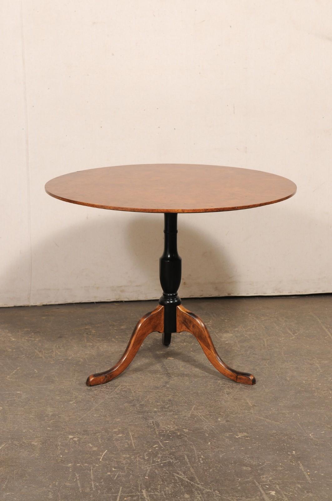 Swedish 19th C. Tilt-Top Center Table w/Burled Alder Veneer Top, 3 ft Diameter For Sale 7