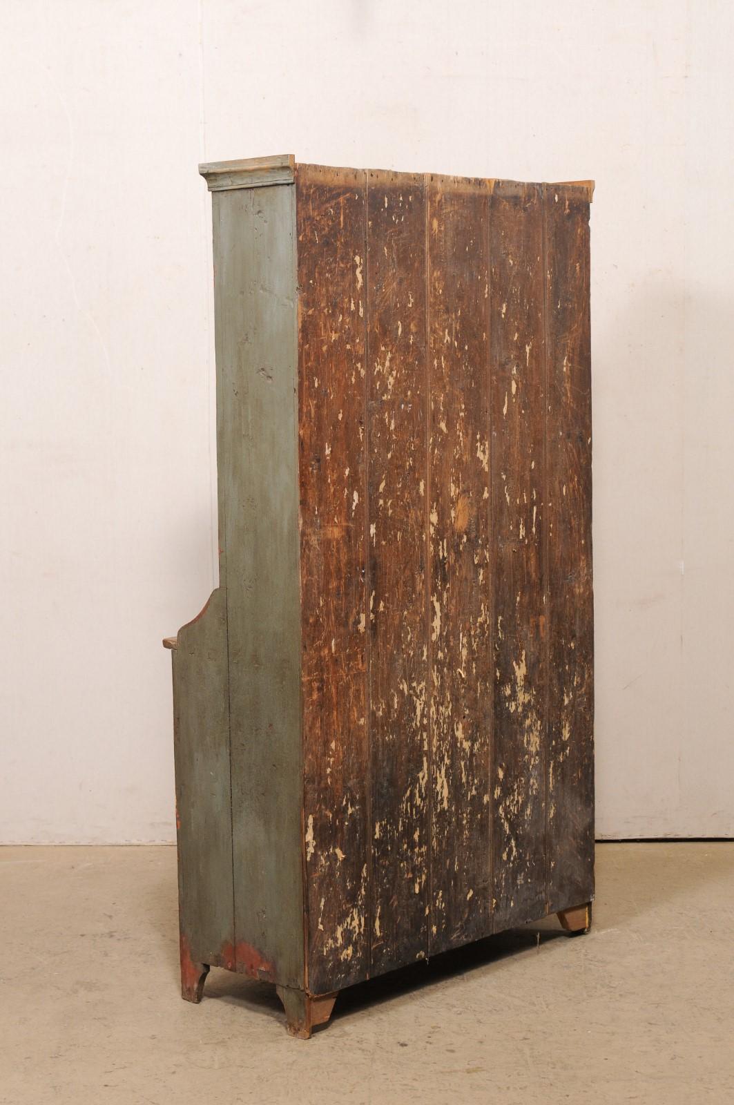 Swedish 19th C. Wood Cupboard Cabinet, Green w/Charcoal 'Original or Old Finish' 8