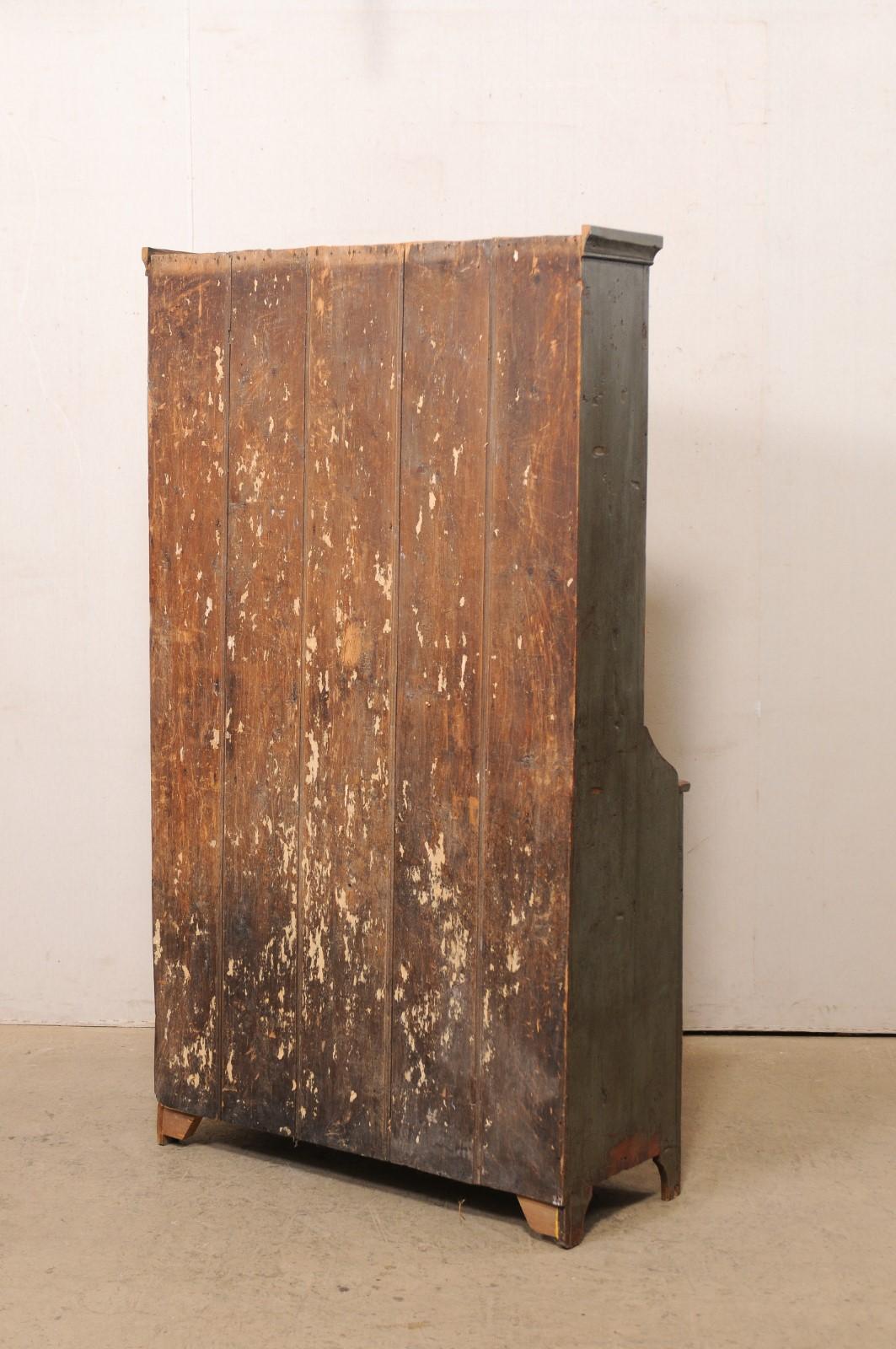 Swedish 19th C. Wood Cupboard Cabinet, Green w/Charcoal 'Original or Old Finish' 9