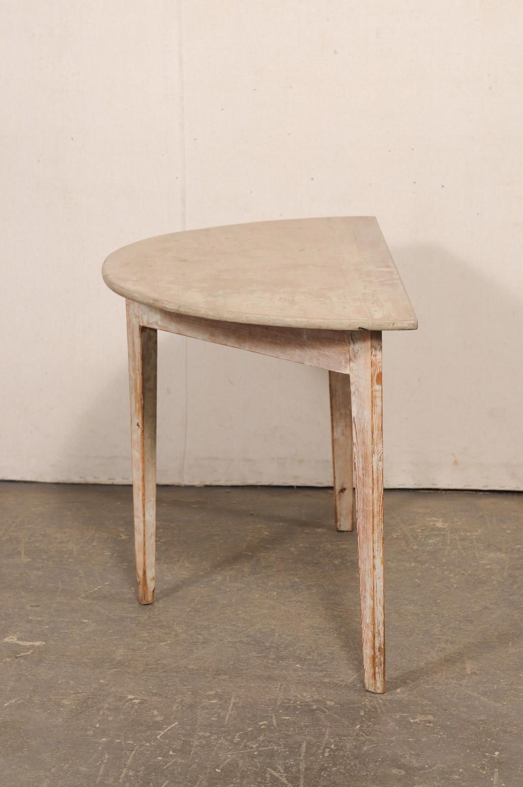 Swedish 19th C. Wooden Demi-Lune Table For Sale 6