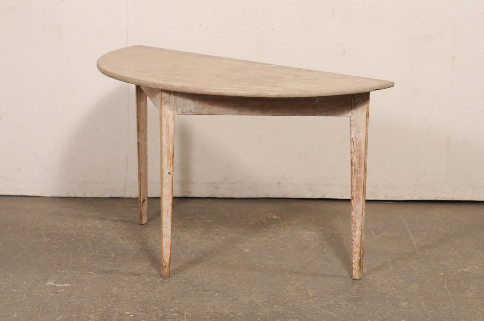 Swedish 19th C. Wooden Demi-Lune Table For Sale 7