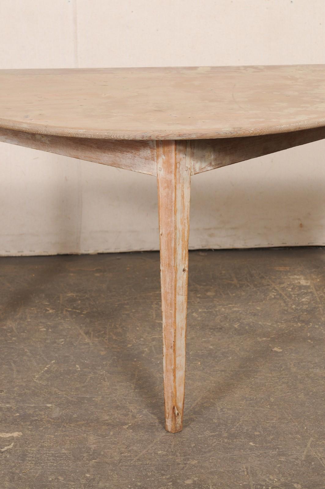 Swedish 19th C. Wooden Demi-Lune Table In Good Condition For Sale In Atlanta, GA
