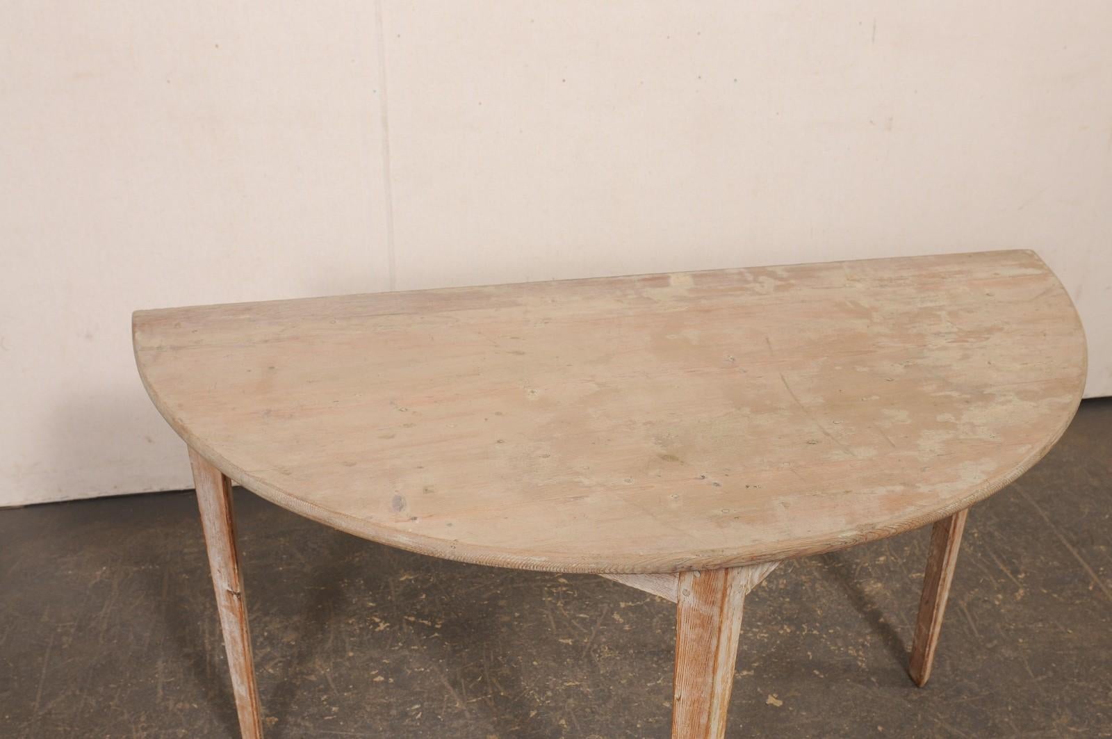 19th Century Swedish 19th C. Wooden Demi-Lune Table For Sale