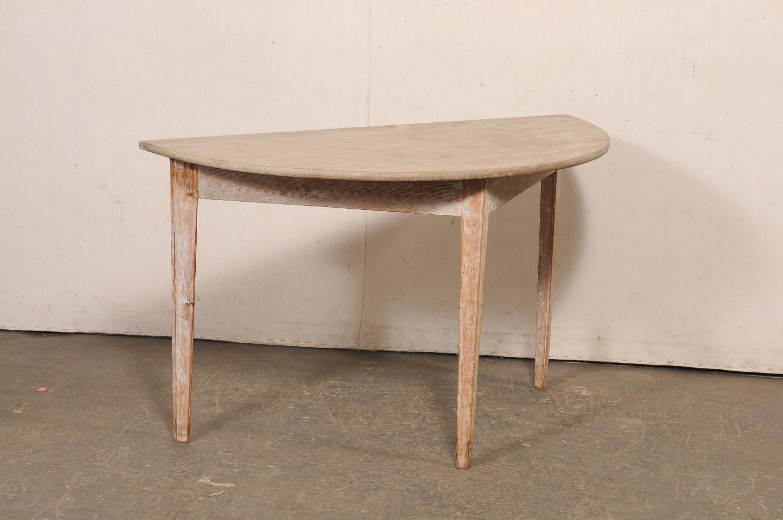 Swedish 19th C. Wooden Demi-Lune Table For Sale 1