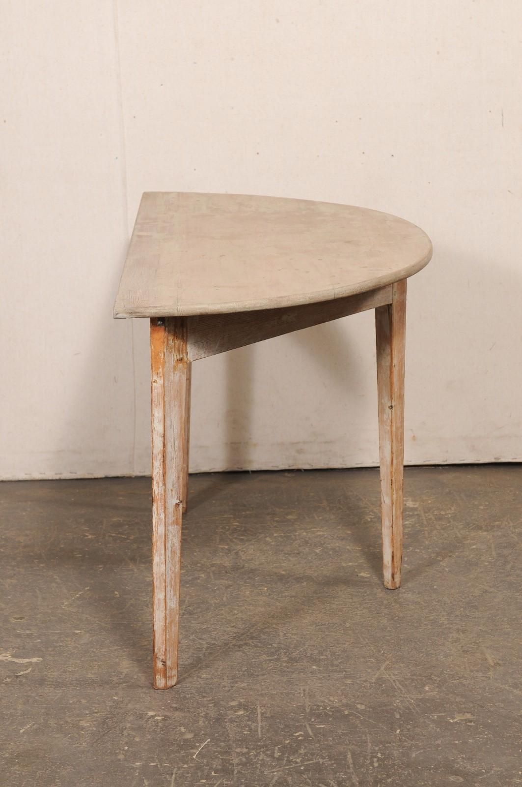 Swedish 19th C. Wooden Demi-Lune Table For Sale 2