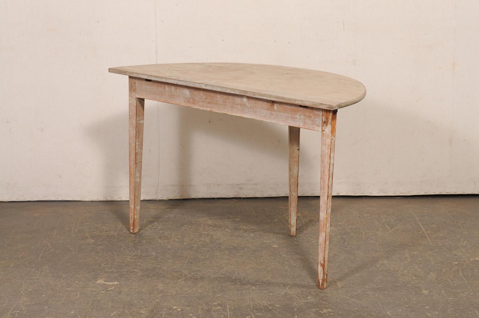 Swedish 19th C. Wooden Demi-Lune Table For Sale 3
