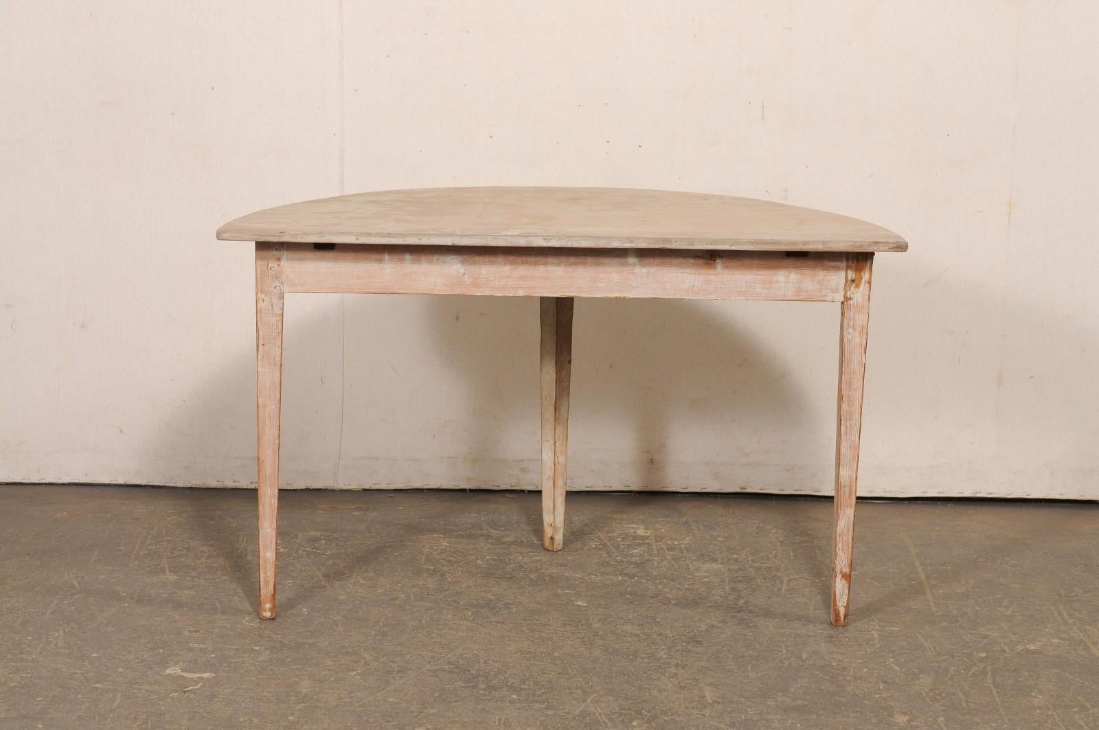 Swedish 19th C. Wooden Demi-Lune Table For Sale 4