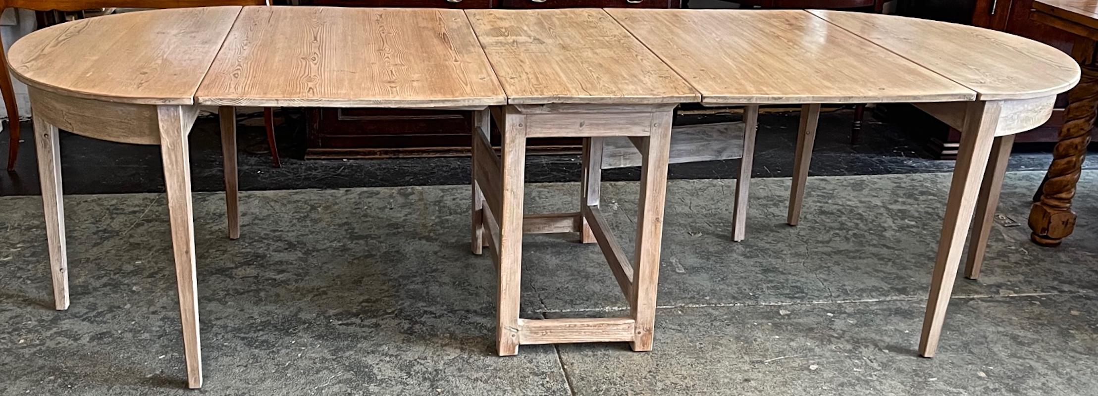 Swedish 19th Century 3 Piece Oblong Dining or Conference Table In Distressed Condition In Santa Monica, CA