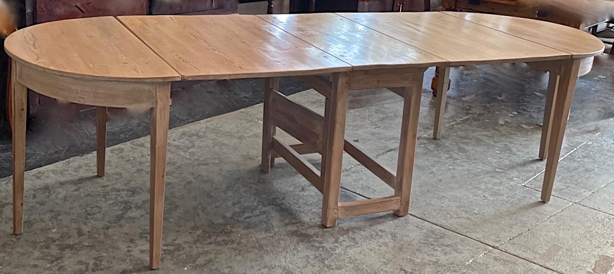 Pine Swedish 19th Century 3 Piece Oblong Dining or Conference Table