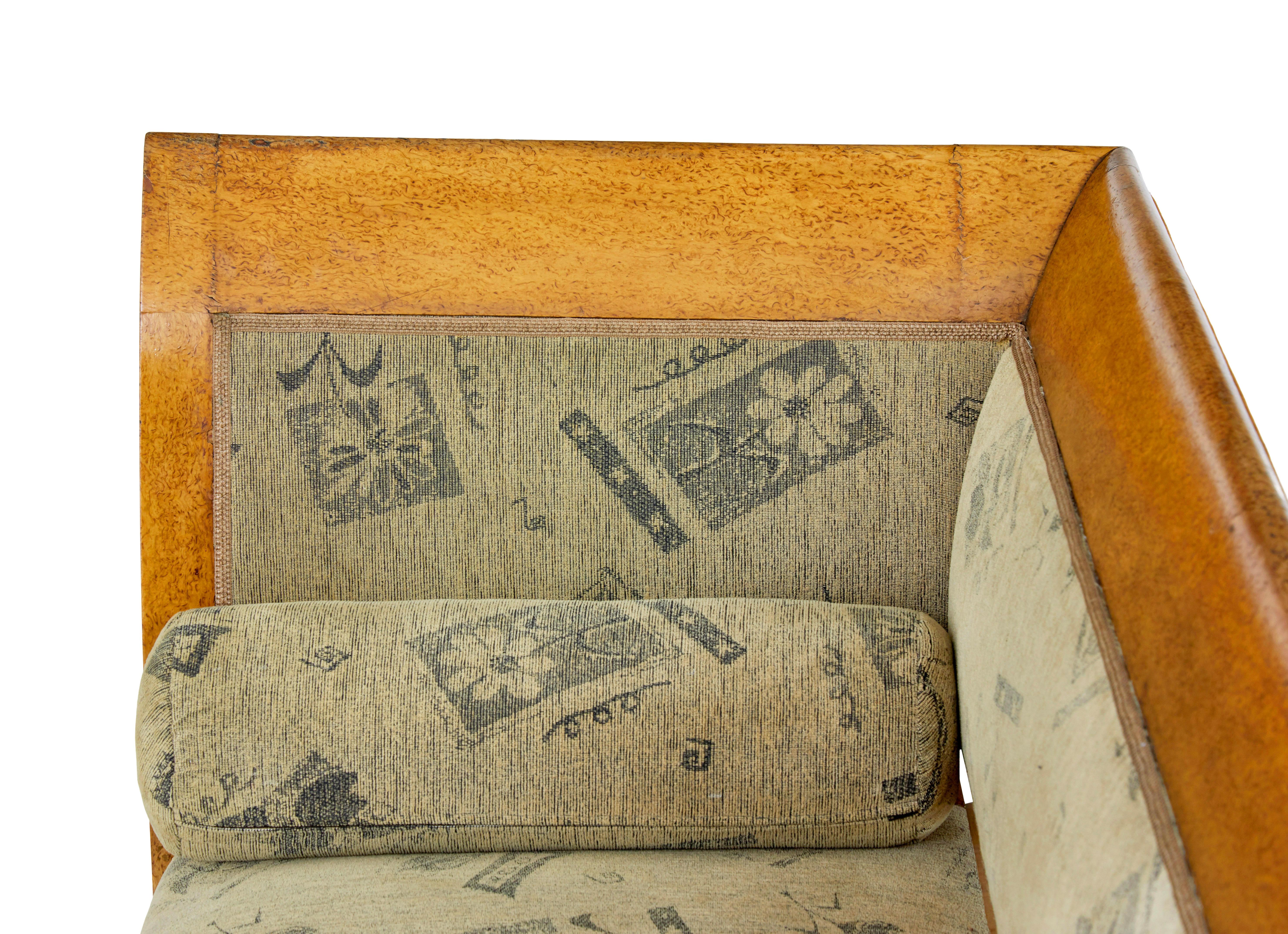 Swedish 19th century 7 piece burr birch living room suite For Sale 1