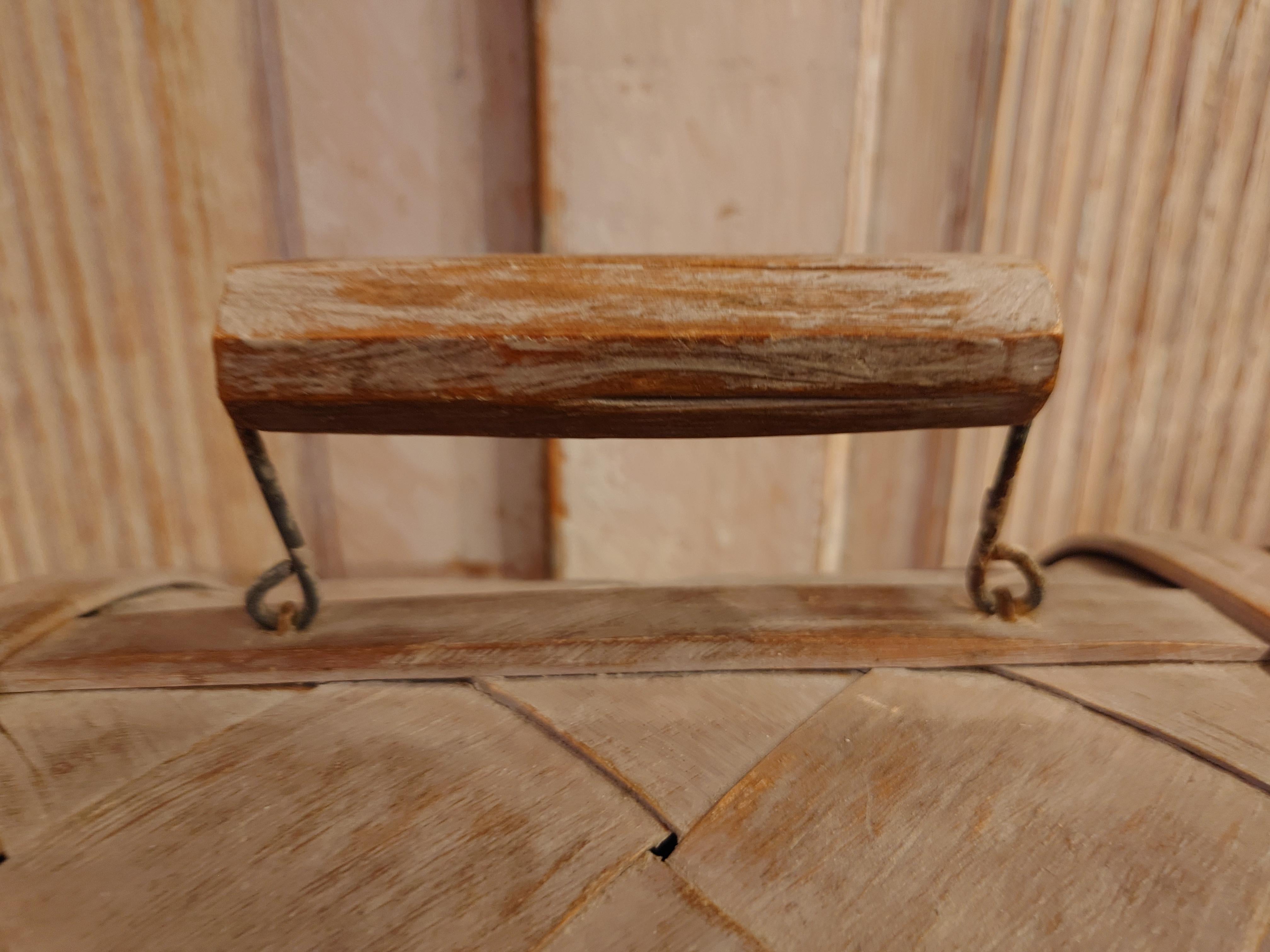 Hand-Crafted Swedish 19th century antique rustic country woven pine basket  original paint For Sale