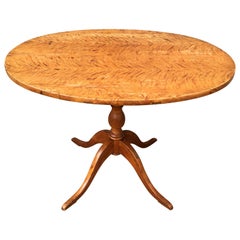 Swedish 19th Century Biedermeier Tilt-Top Table in Flame Birch Wood
