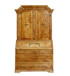 Swedish 19th Century Birch Inlaid Bureau Bookcase