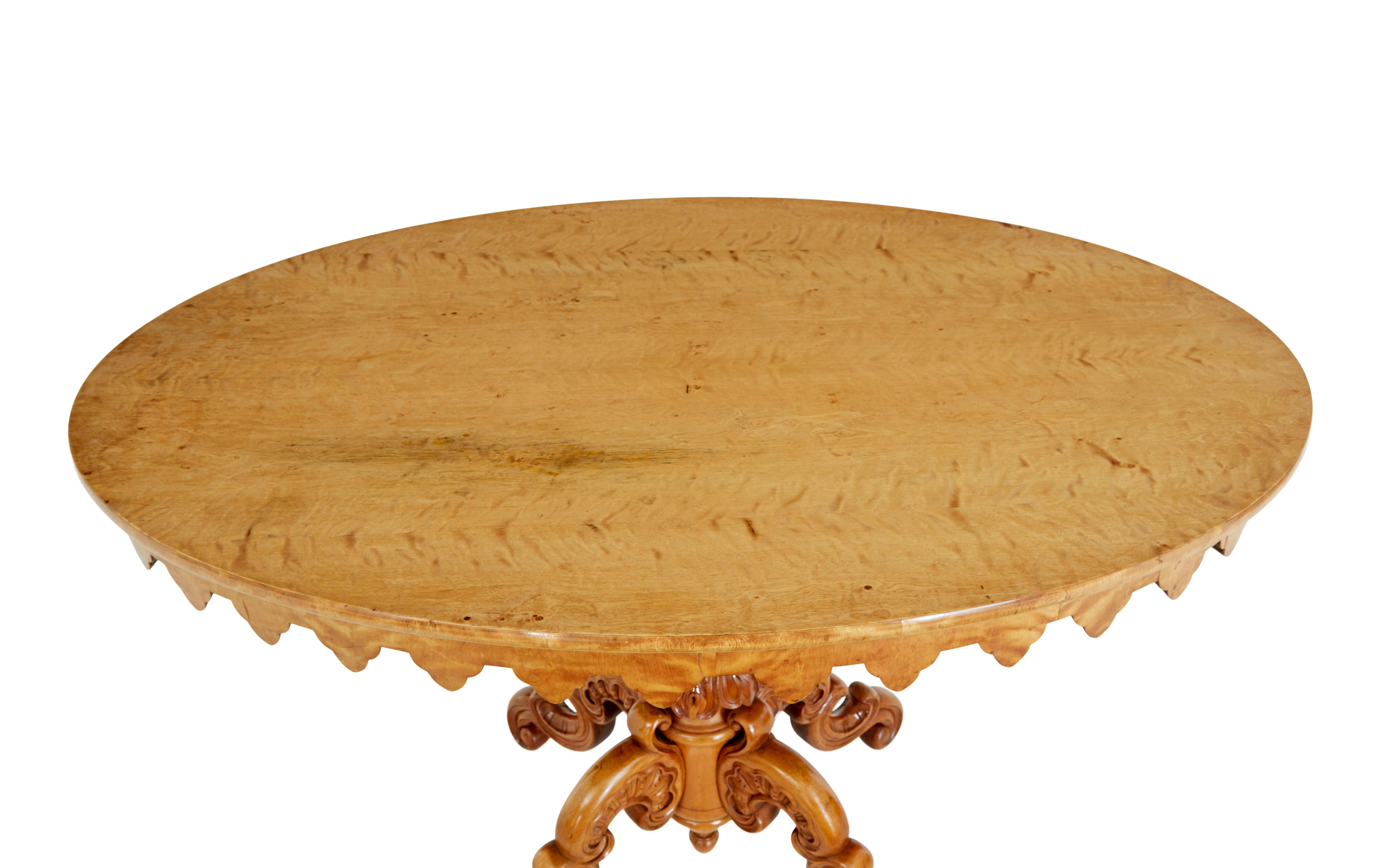 19th Century Swedish 19th century birch oval occasional table For Sale