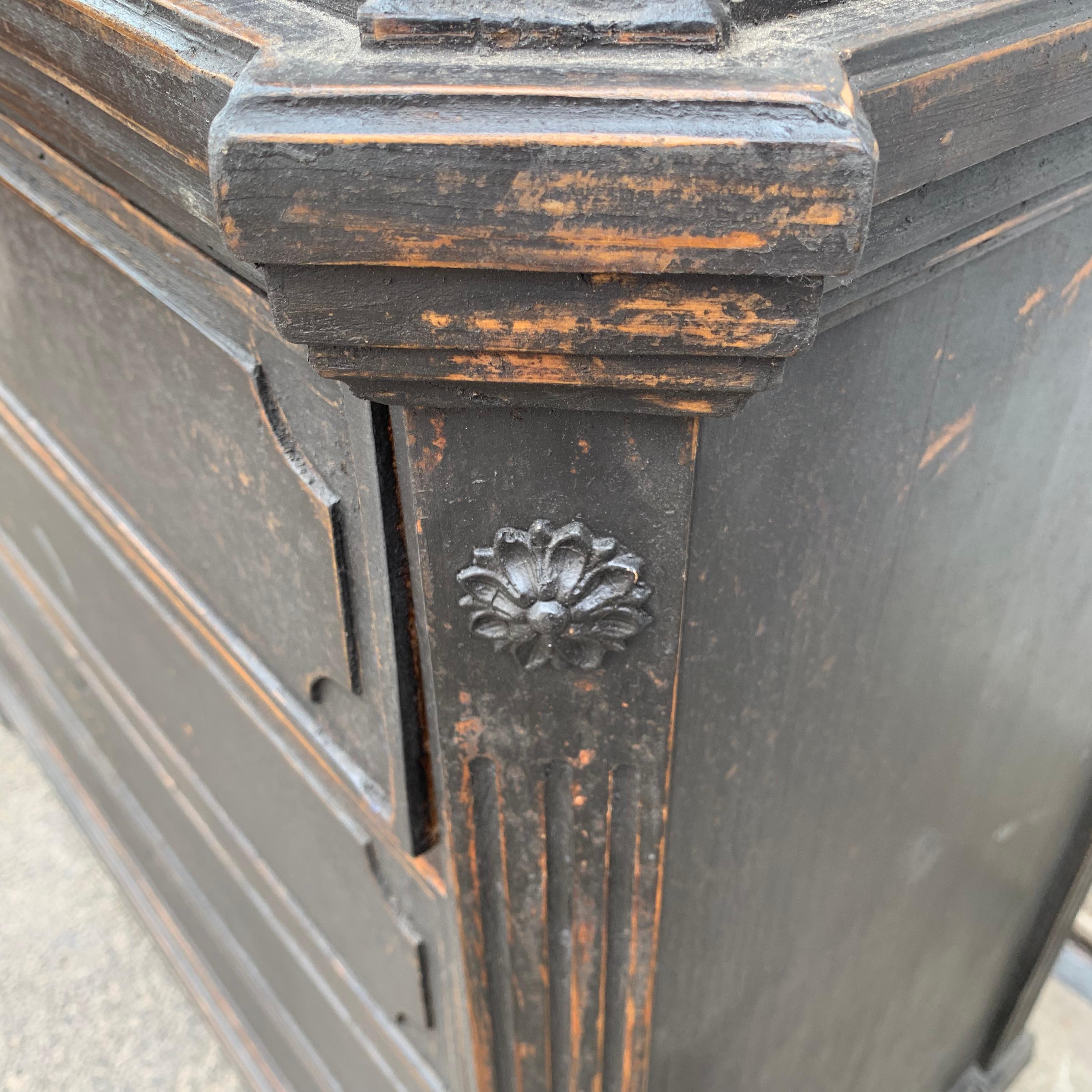 Swedish 19th Century Black Painted Four Drawer Dresser 7