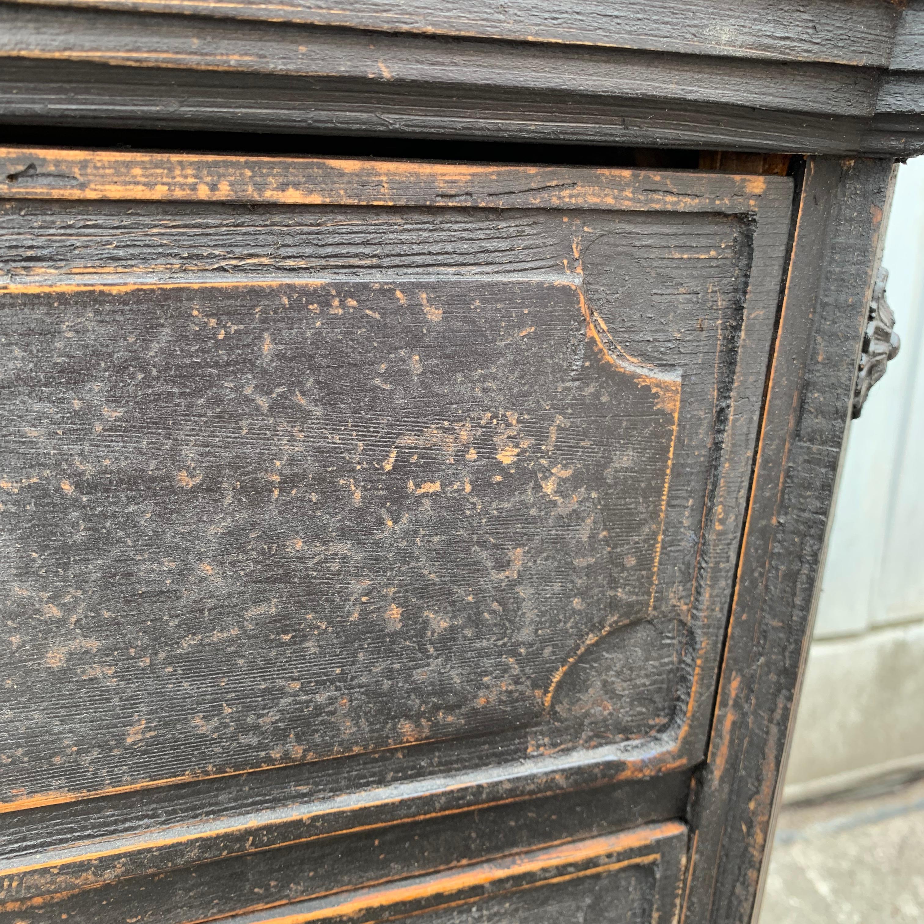 Swedish 19th Century Black Painted Four Drawer Dresser 11