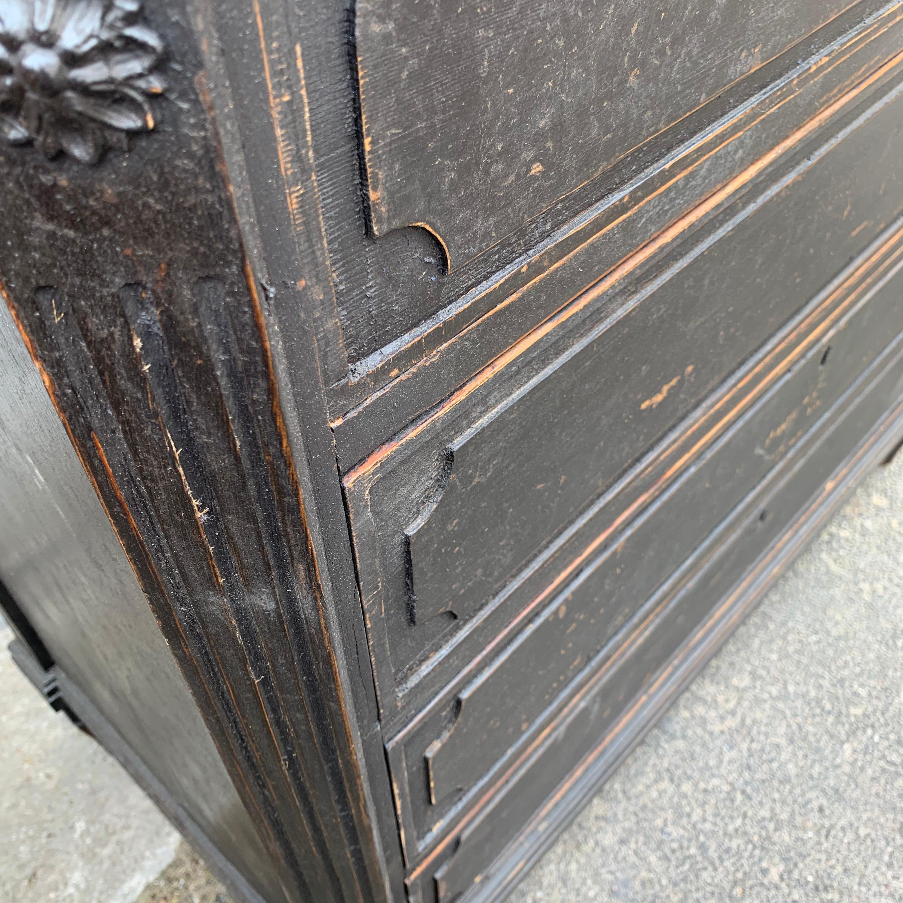 Swedish 19th Century Black Painted Four Drawer Dresser For Sale 12