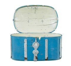 Boîte forte suédoise du 19e siècle peinte en bleu