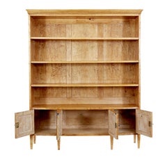 Swedish 19th Century Burr Birch Open Bookcase and Cabinet