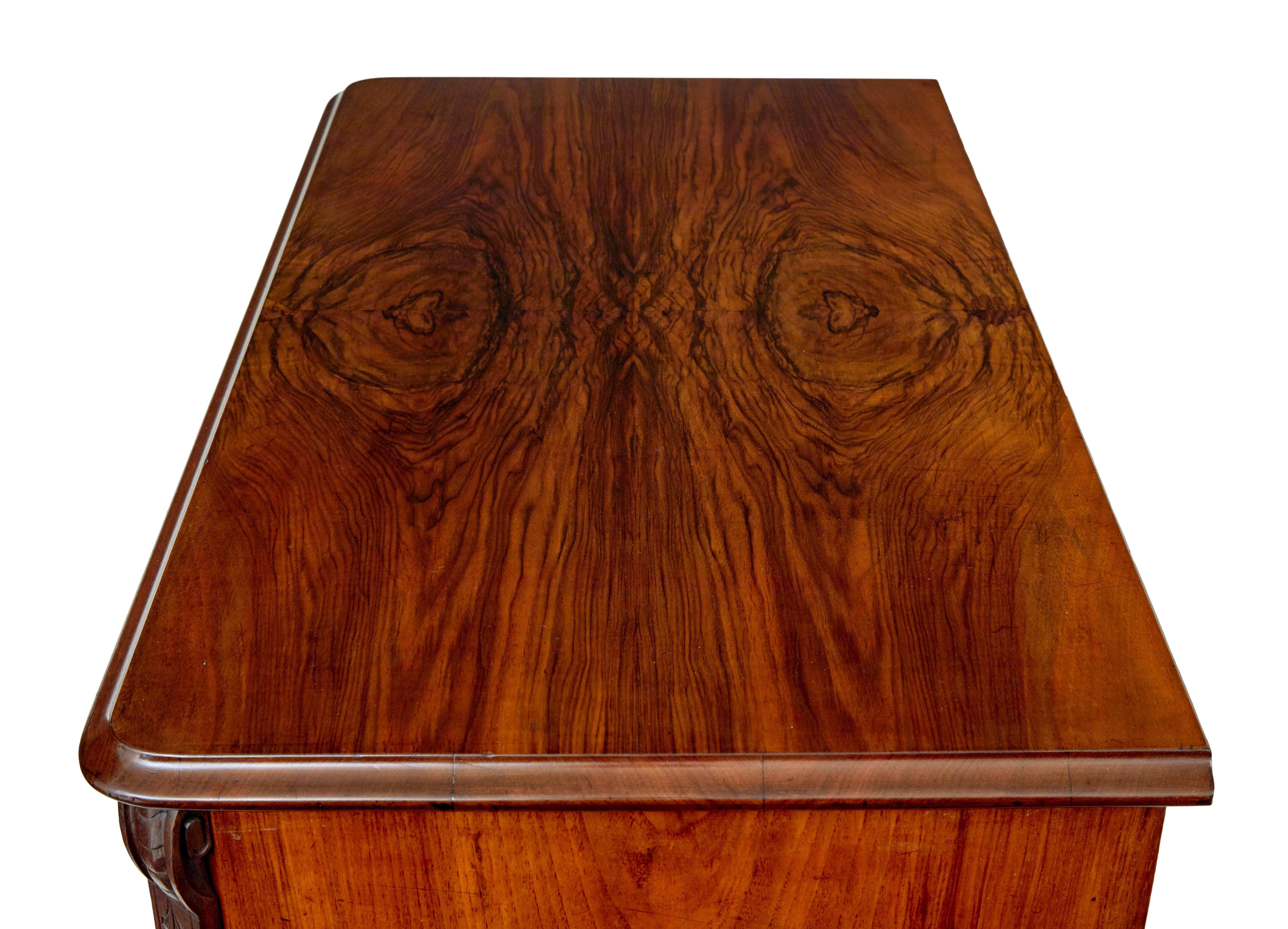 Swedish 19th century burr walnut chest of drawers For Sale 1
