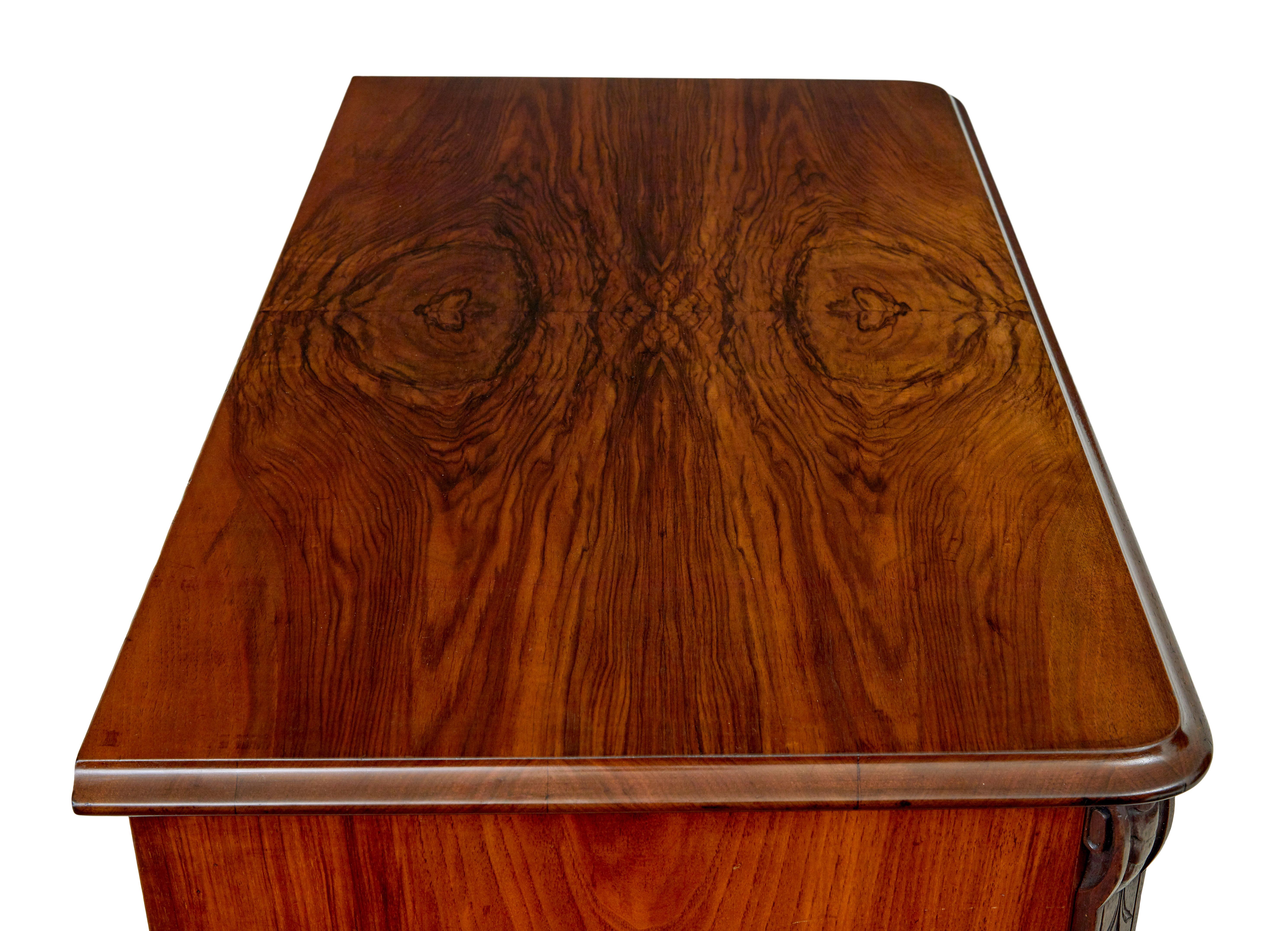 Swedish 19th century burr walnut chest of drawers For Sale 2