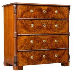 Antique Swedish 19th century burr walnut chest of drawers