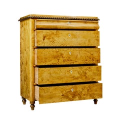 Swedish 19th century carved birch chest of drawers