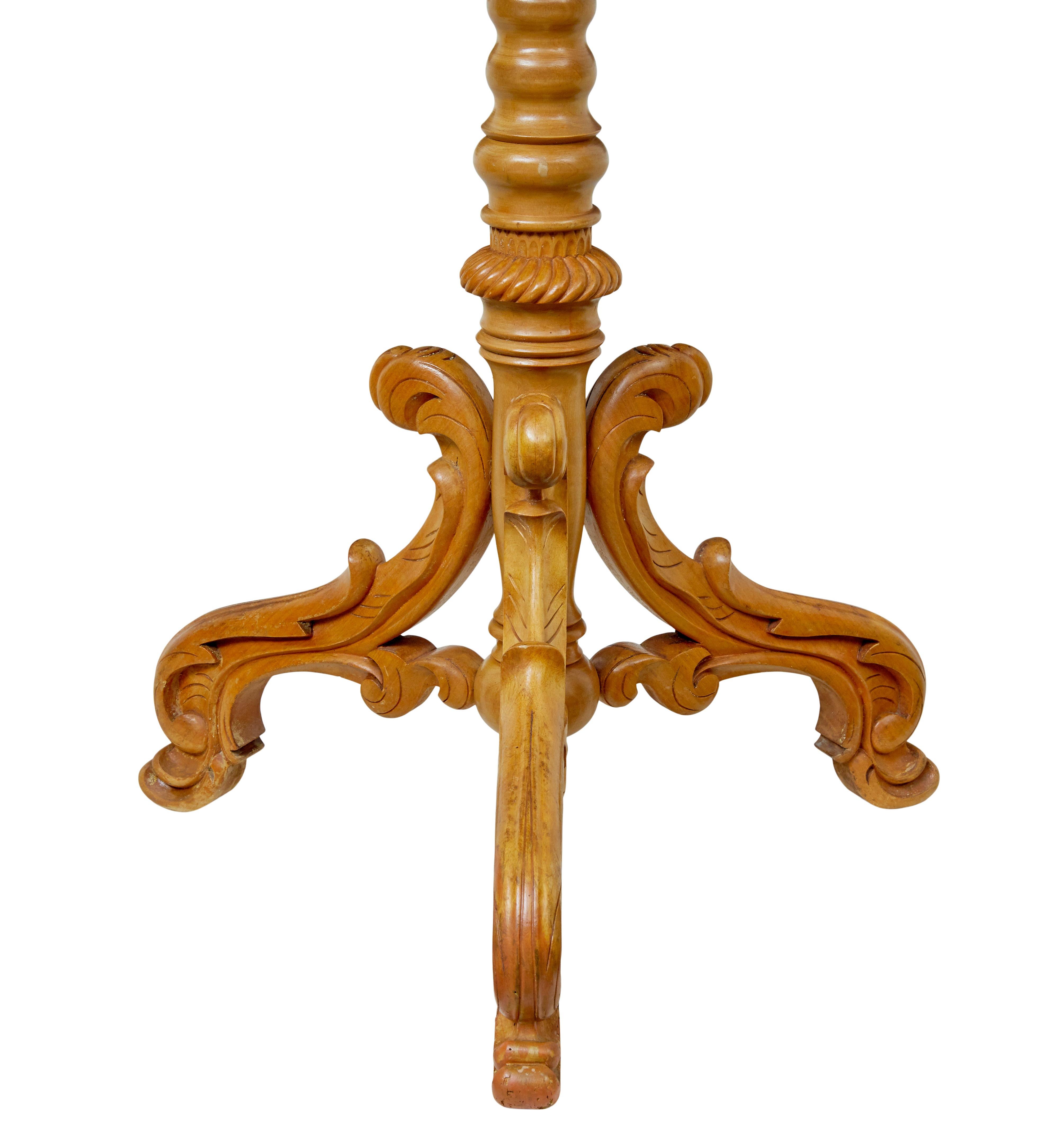 19th Century Swedish 19th century carved birch occasional table For Sale