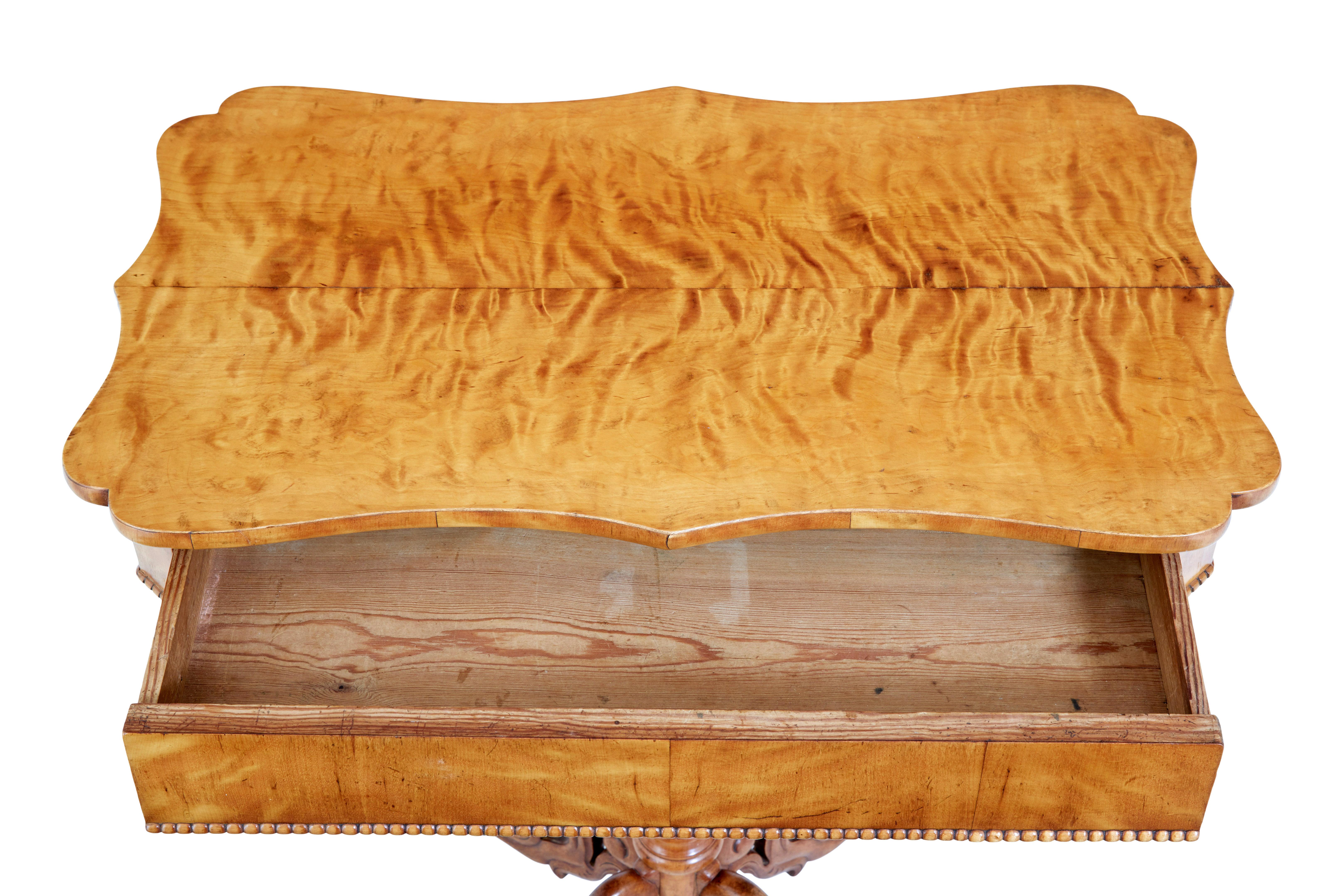 Victorian Swedish 19th century carved birch side table For Sale