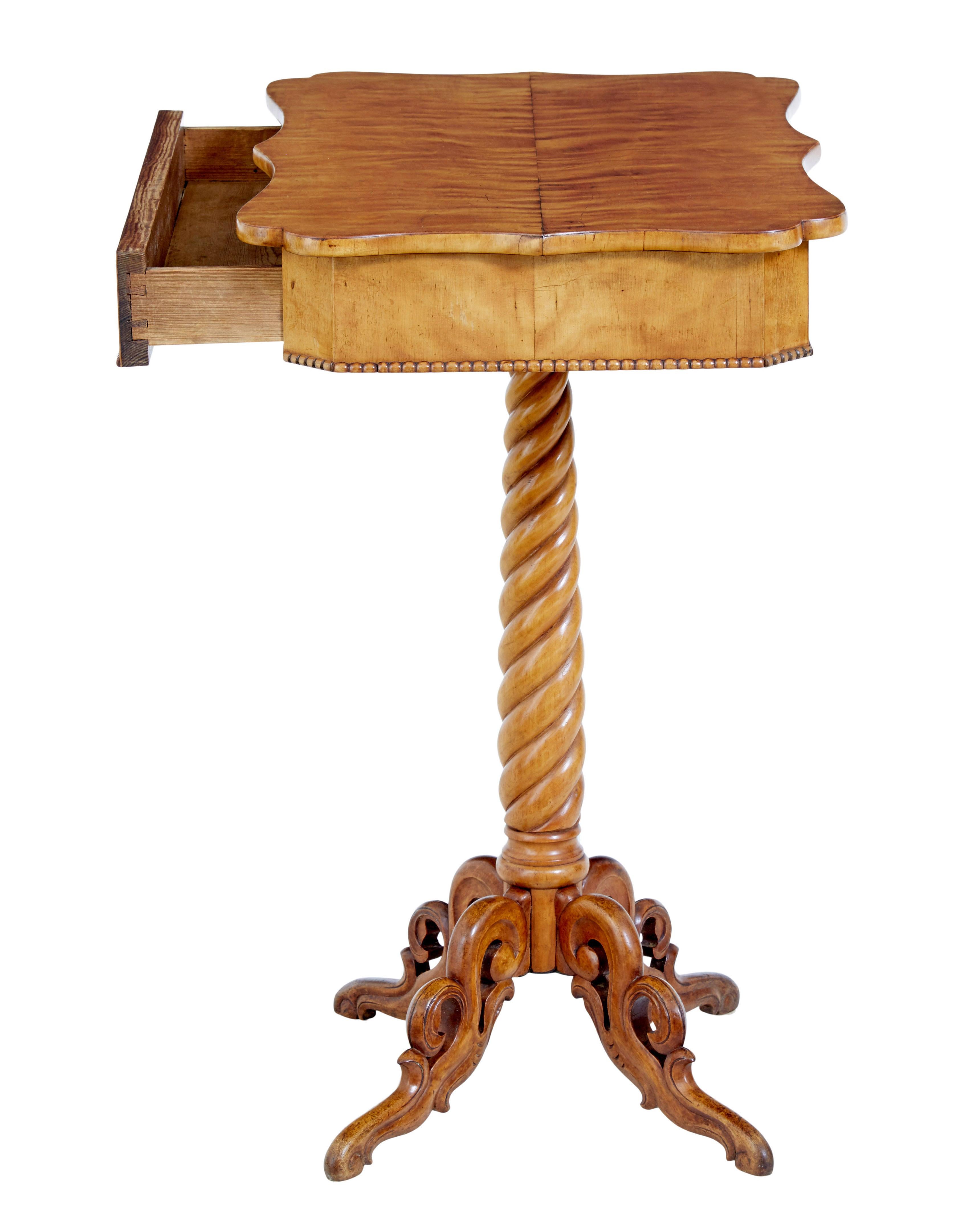 Birch Swedish 19th century carved birch side table For Sale