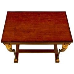 Swedish 19th Century Empire St. Mahogany, Polychrome and Giltwood Center Table