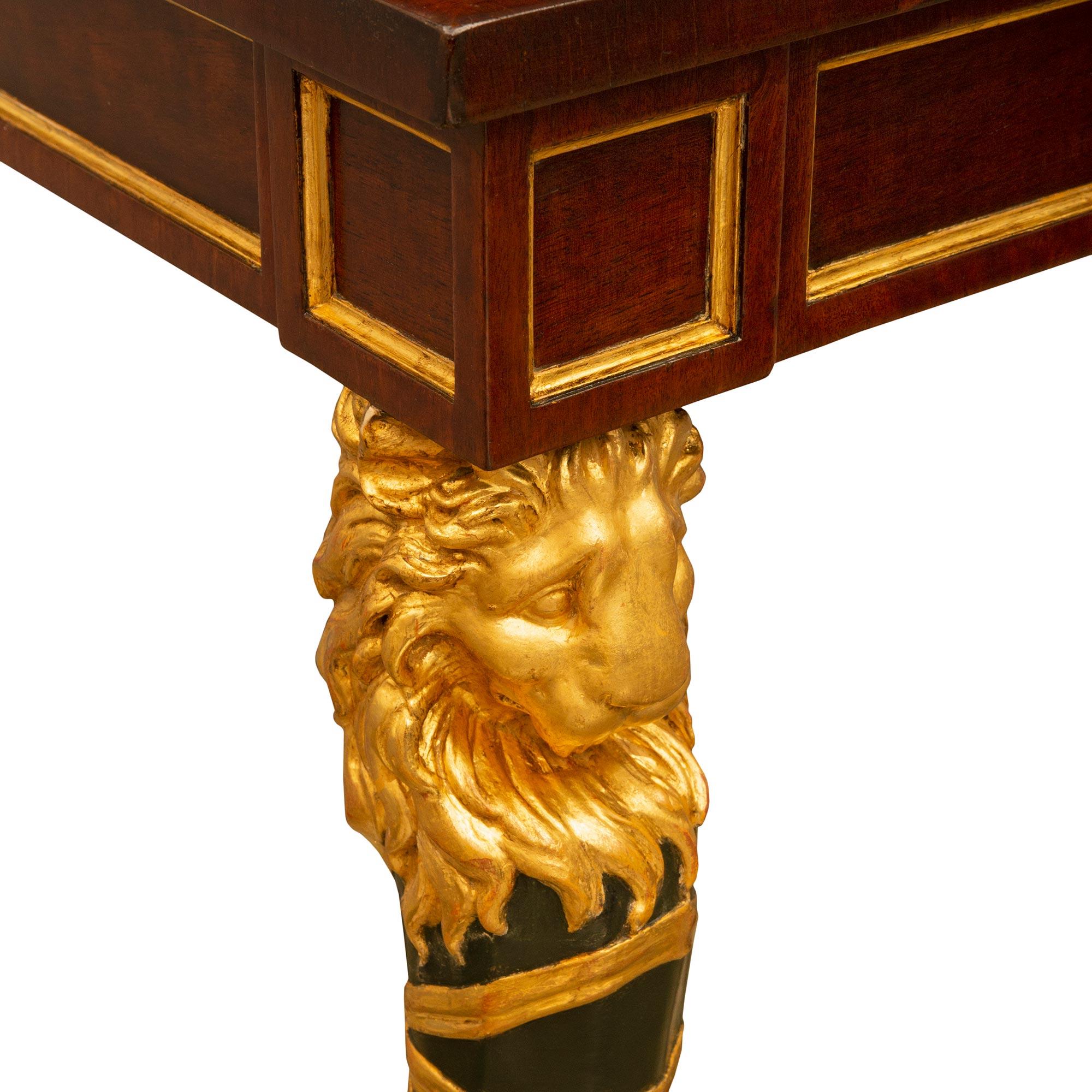 Swedish 19th Century Empire St. Mahogany, Polychrome and Giltwood Center Table For Sale 2