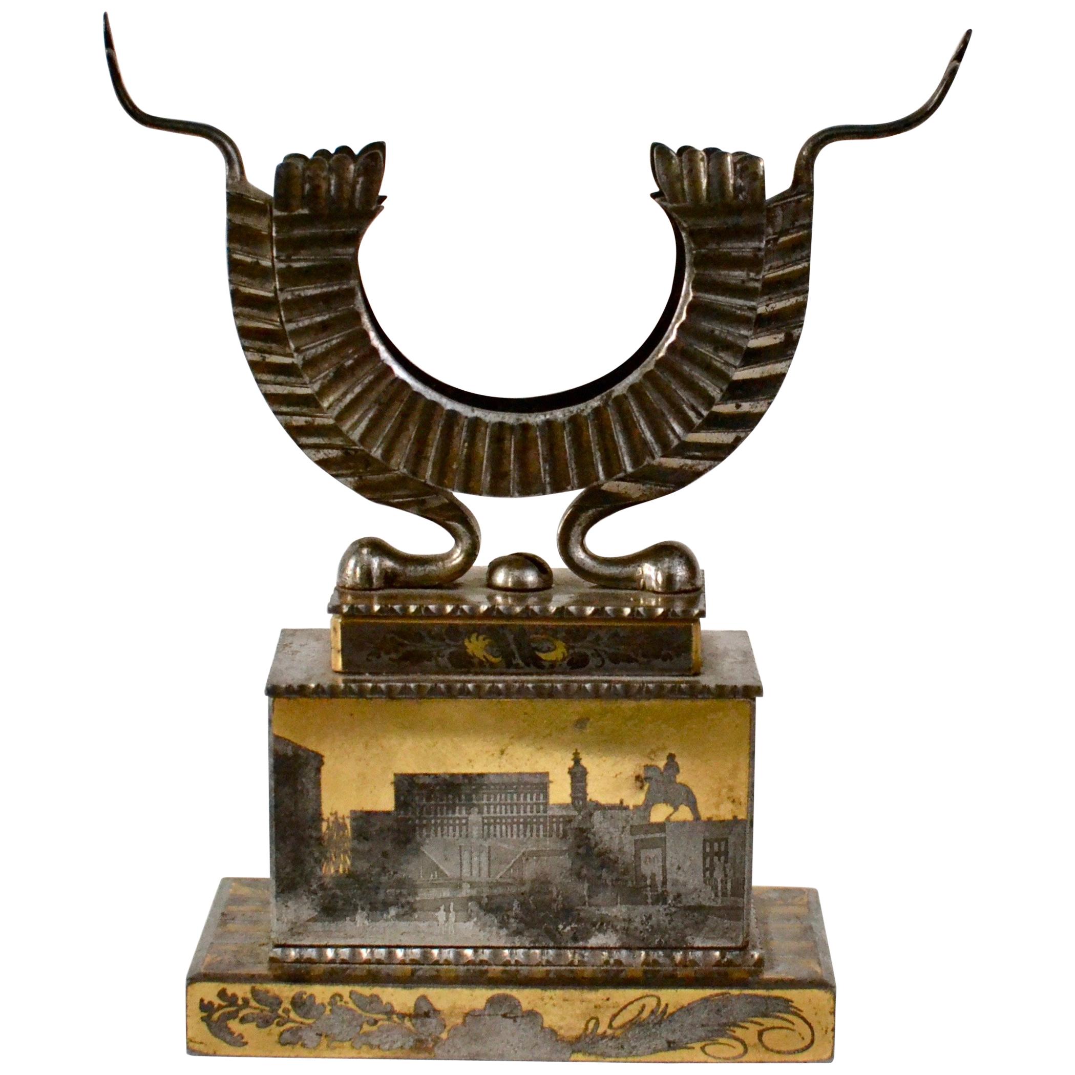 Swedish 19th Century Engraved and Gilt Steel Pocket Watch Holder