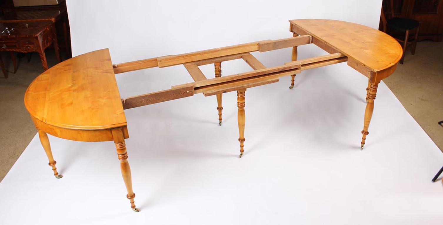 Hand-Crafted Swedish 19th Century Extendable Dining Table, Birch, circa 1860, 10 People