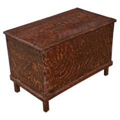 Swedish 19th Century Faux Bois Petite Painted Trunk