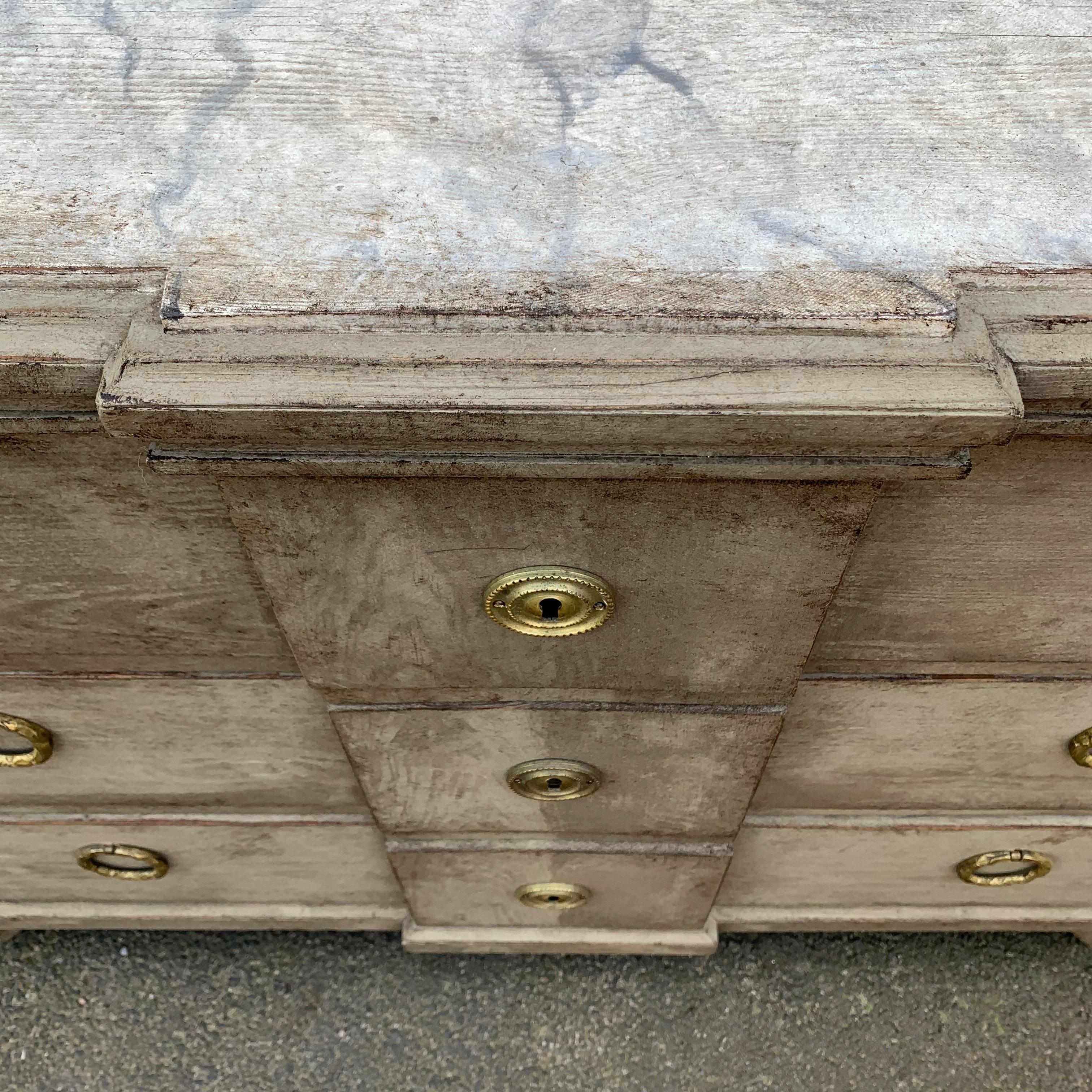 Swedish Late 19th Century Faux Marble-Top Gustavian Style Chest of Drawers For Sale 1