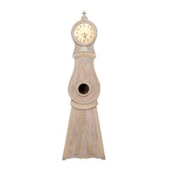 Antique Swedish 19th Century Floor Clock with Round Finial Crest