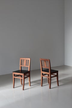 Swedish 19th Century Folk Art Side Chairs in Patinated Pinewood