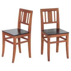 Antique Swedish 19th Century Folk Art Side Chairs in Patinated Pinewood