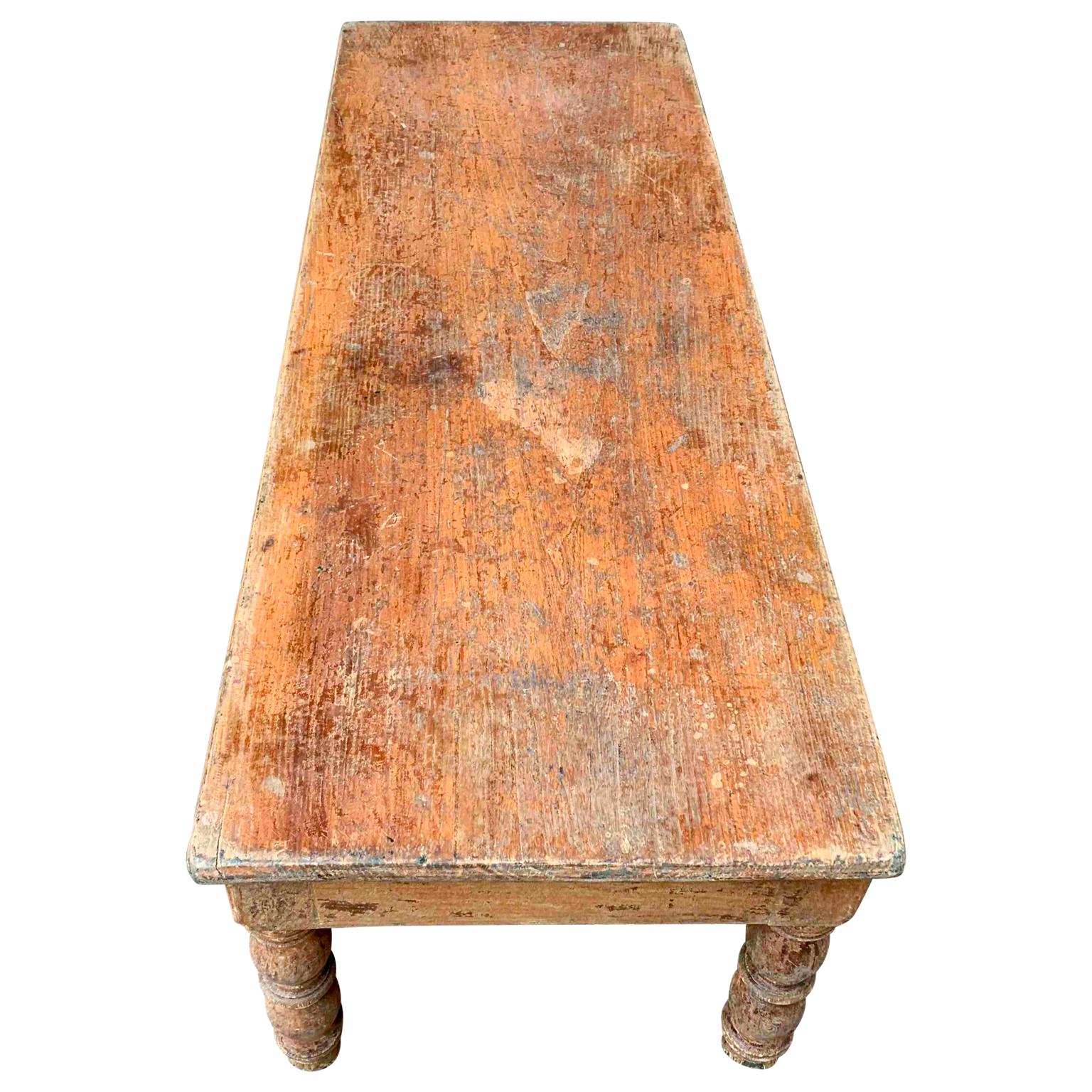 Swedish 19th Century Folk Art Sofa Table with Old Scraped Patina In Good Condition In Haddonfield, NJ