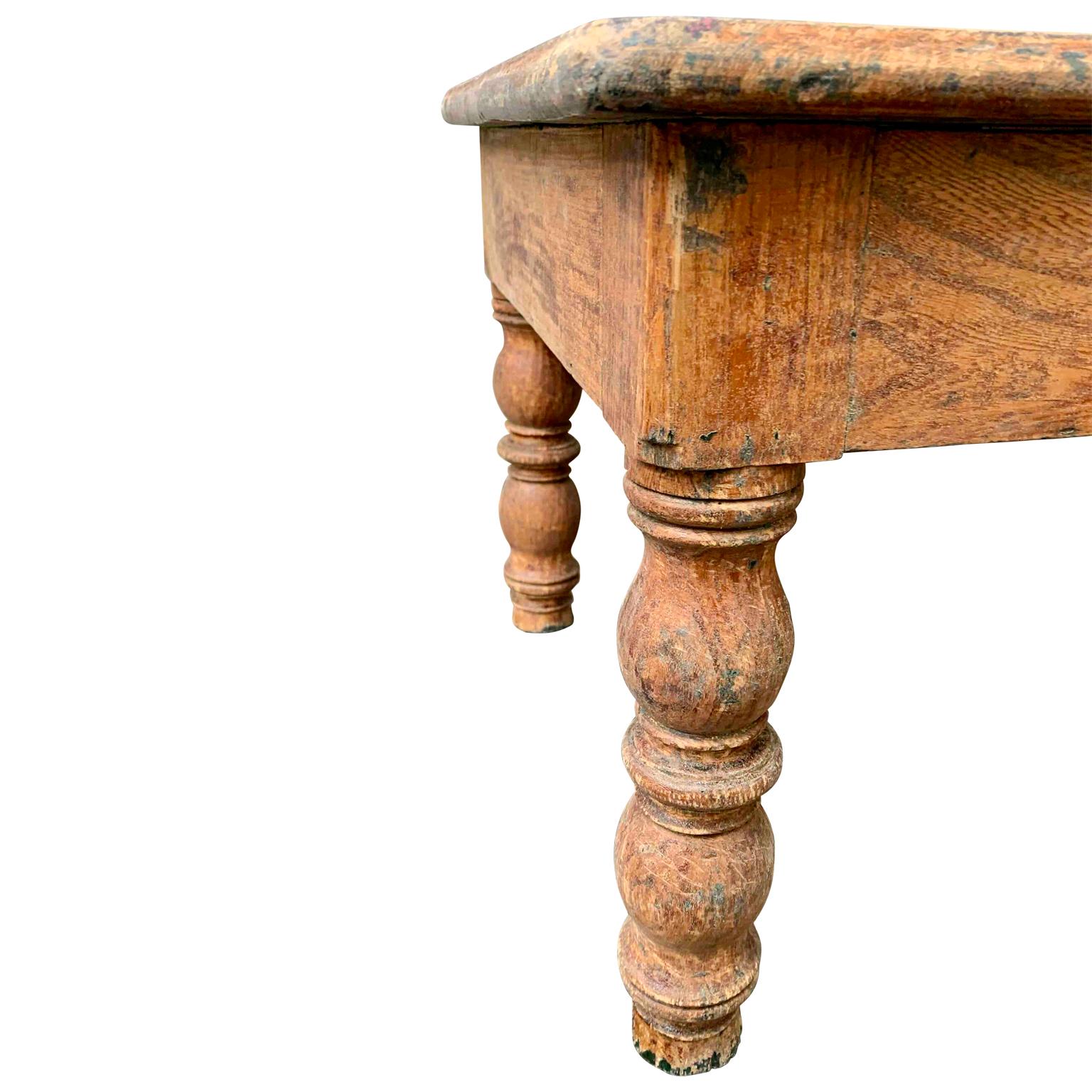 Pine Swedish 19th Century Folk Art Sofa Table with Old Scraped Patina