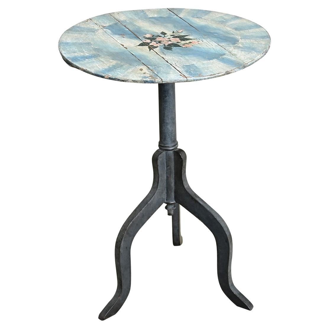 Table d'appoint suédoise de style gustavien, en bois peint à la main, vers 1850, antiquité