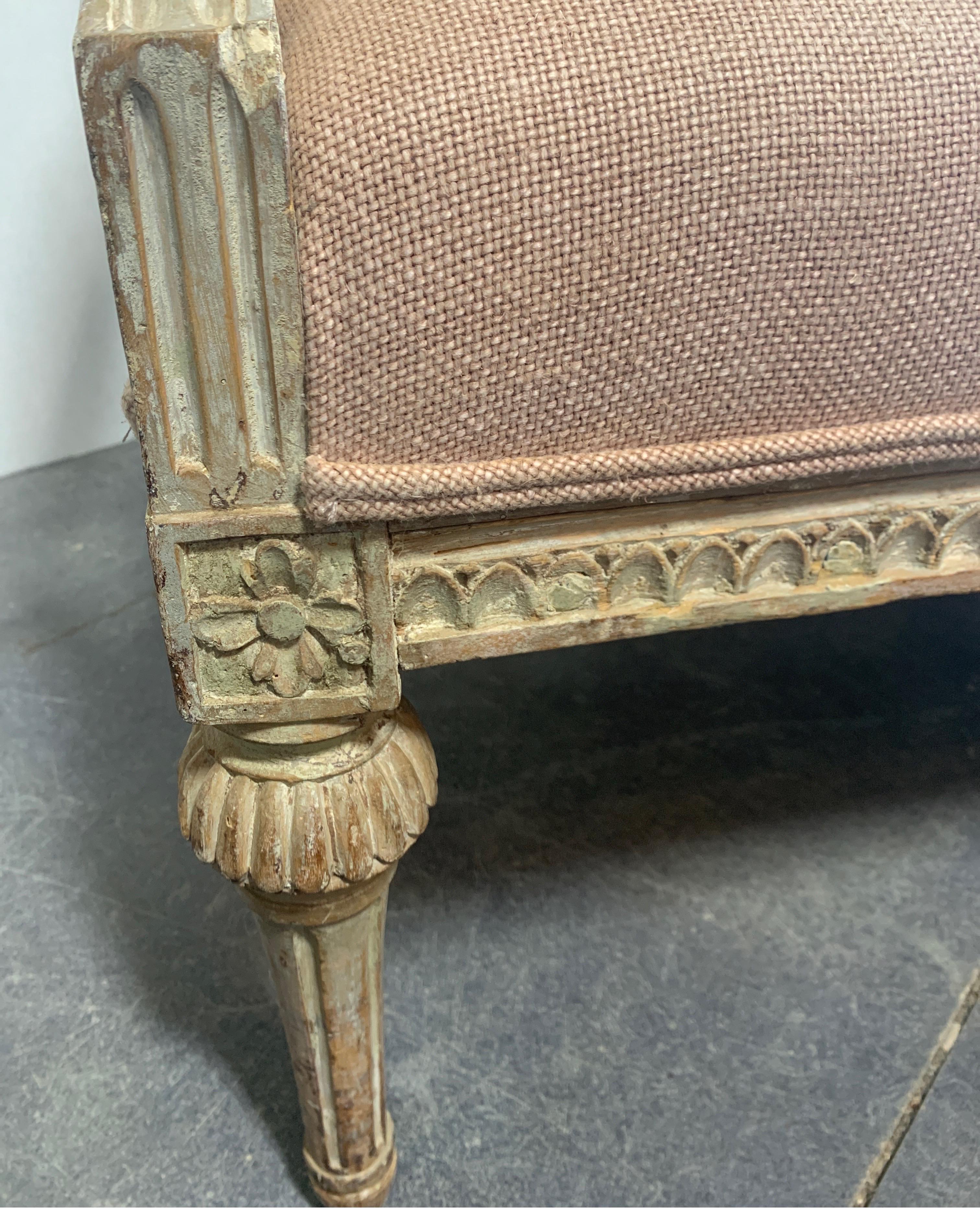 Hand-Carved Swedish 19th Century Gustavian Sofa