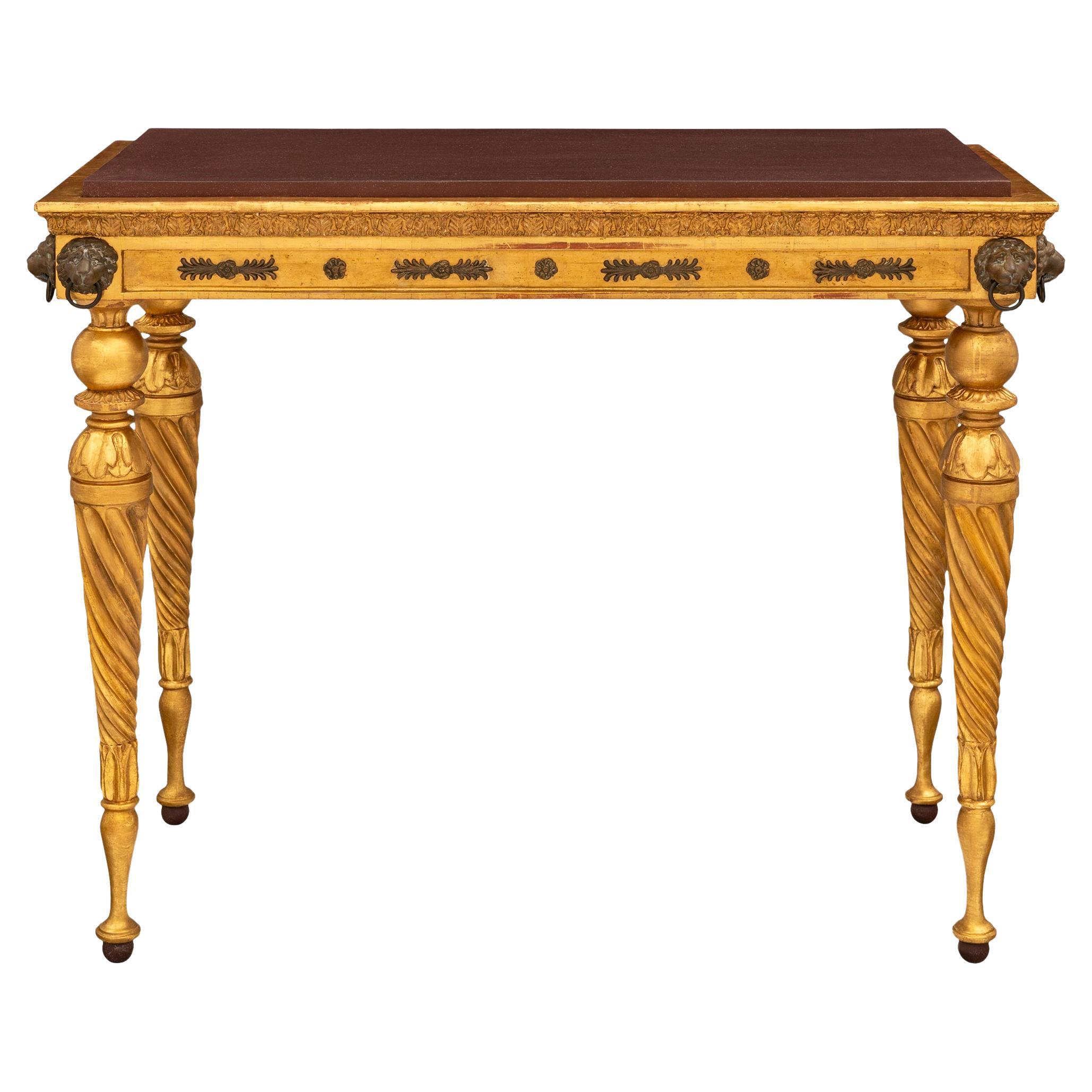 Schwedische Konsole aus gustavianischem St. Giltwood und Porphyrimitat aus dem 19. im Angebot