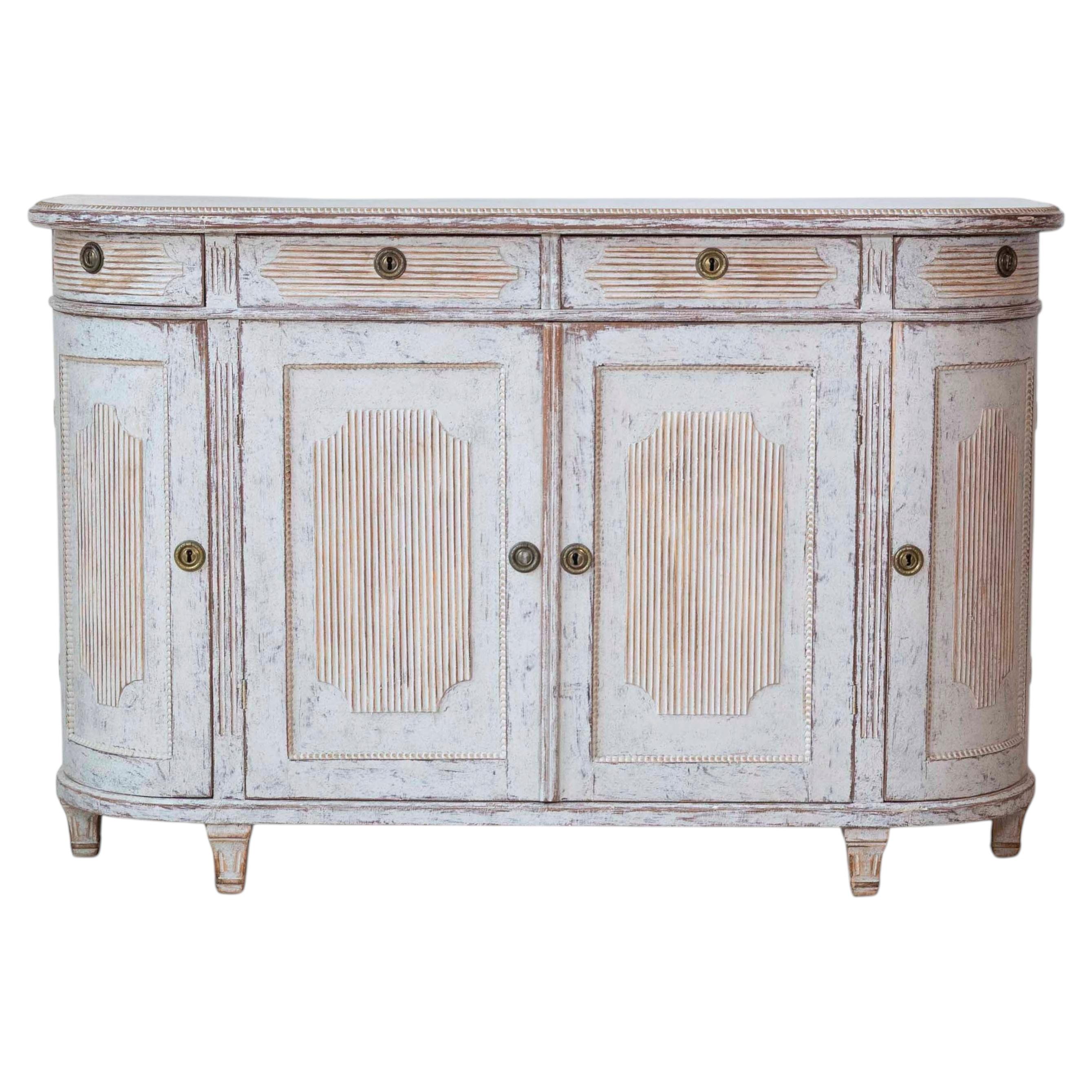 Swedish 19th Century Gustavian Style Four-Door Demi Lune Buffet, c. 1880